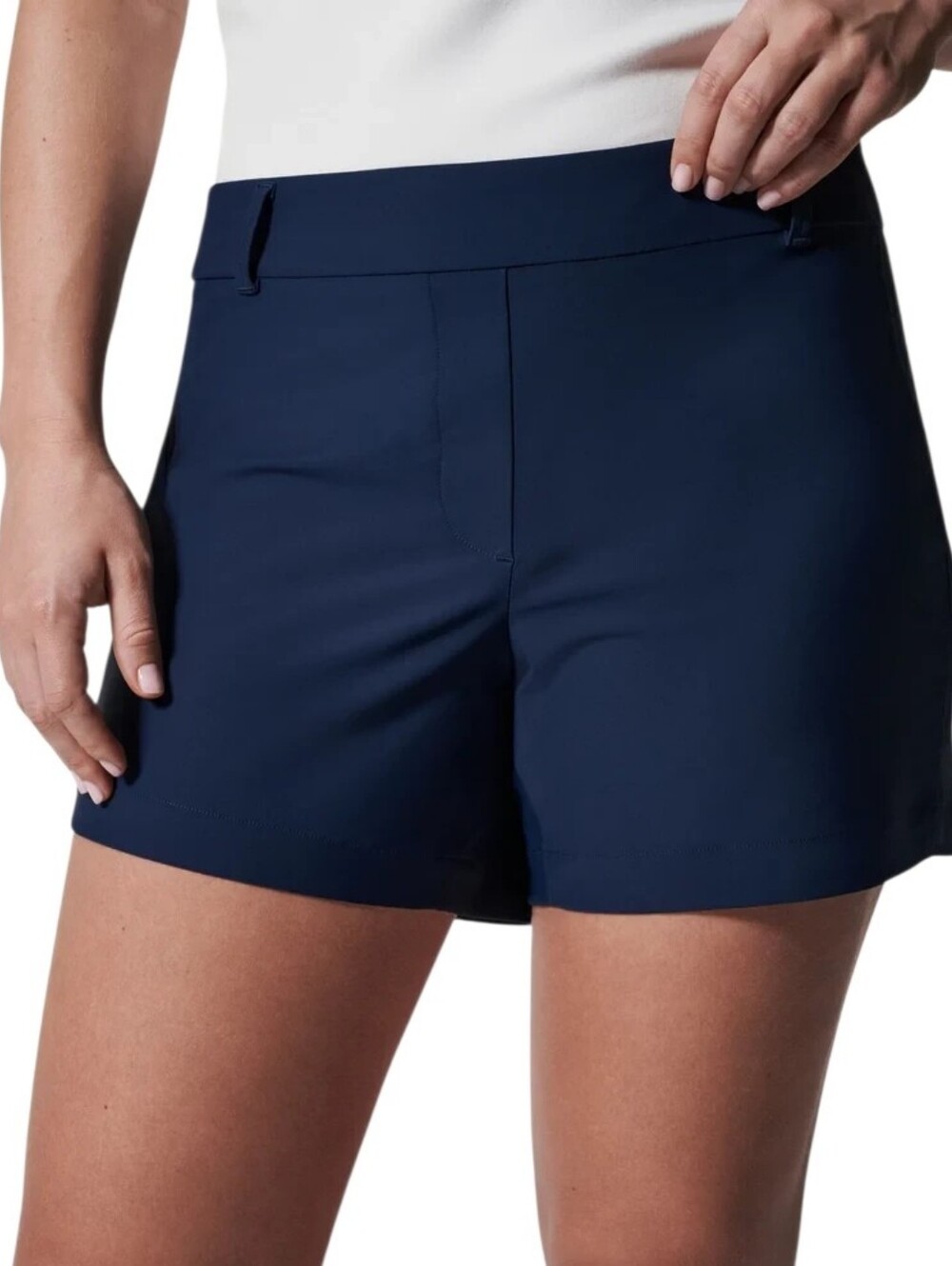Spanx Women's Shineshine 4-Way Stretch Pull-On Navy Shorts - Picture 3 of 8